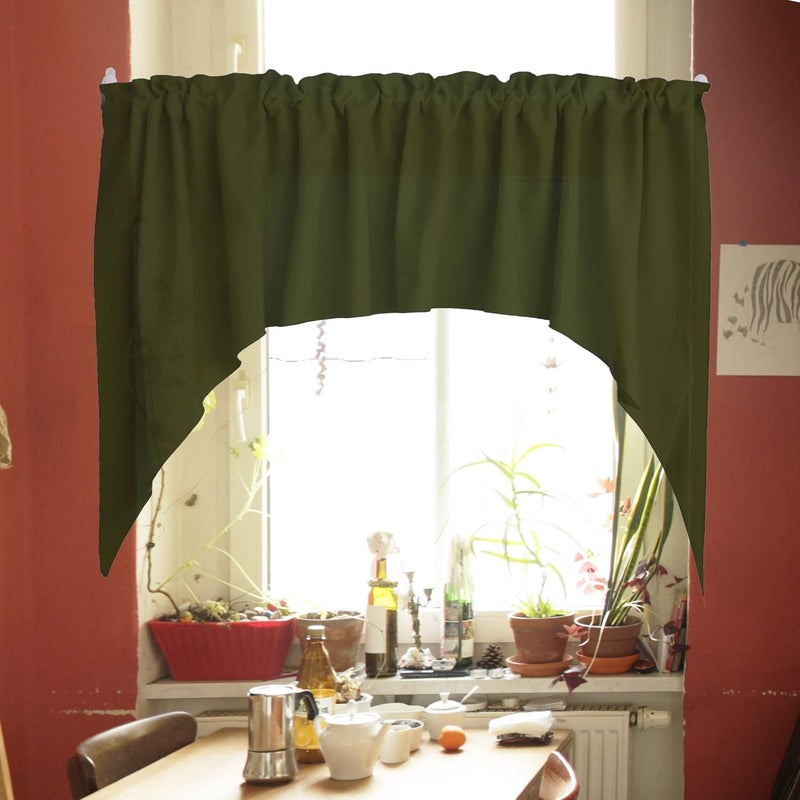 Zen Creative Designs Solid Poplin Swag Window Valance Home Décor Bedroom Nursery Kitchen Window (Dark Sage) - Image 2